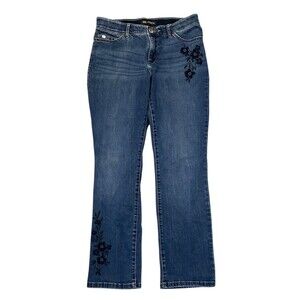 Lee Jeans Women 10M Straight Leg Ultra Lux Comfort Flex Motion Waistband Floral